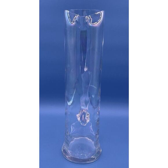 13” West Virginia Glass Draping Pearl Luster Rainbow Iridescent Cocktail Pitcher - Picture 4 of 9